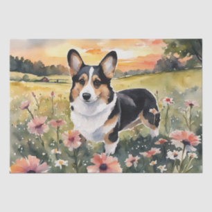 Corgi Meadow Magic: Een bloemig ontkoppelingsgenot Tissuepapier