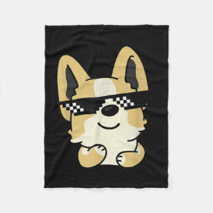 Corgi Meme Pixel Sunbril Cute Dog Fleece Deken