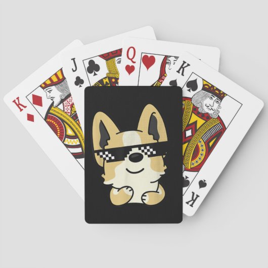 Corgi Meme Pixel Sunbril Cute Dog Pokerkaarten (Achterkant)