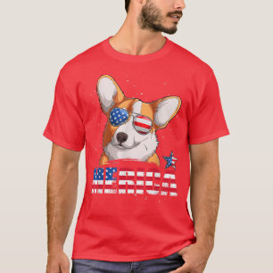 Corgi Merica USA Vlag op 4 juli Mannen Boys Funny T-shirt
