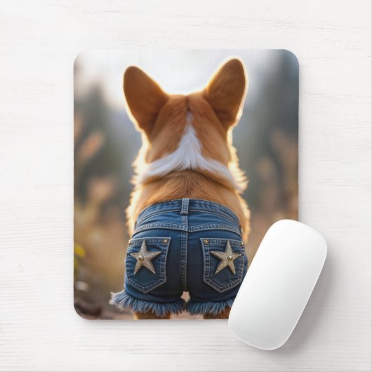 Corgi met denim shorts muismat (Met muis)