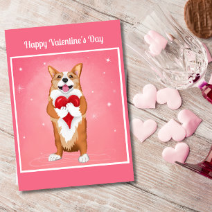 Corgi met een hart Gelukkige Valentijnsdag Feestdagen Kaart