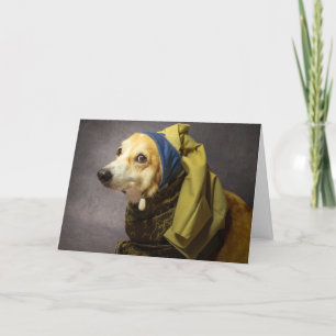 Corgi met een Pearl Earring verjaardagskaart Feestdagen Kaart