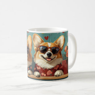 Corgi Met Hartrozen Valentijnsdag Koffiemok