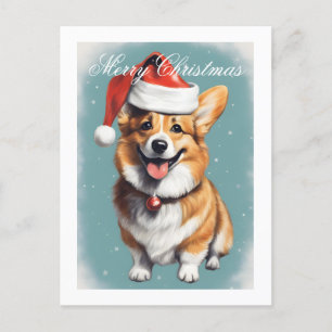 Corgi met Santa Hoed Vrolijk Kerstfeest Briefkaart