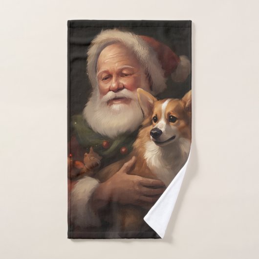 Corgi met Sinterklaas Feestelijke Kerstmis Bad Handdoek (Handdoek)