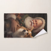 Corgi met Sinterklaas Feestelijke Kerstmis Bad Handdoek (Handdoek)