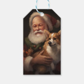 Corgi met Sinterklaas Feestelijke Kerstmis Cadeaulabel (Voorkant)