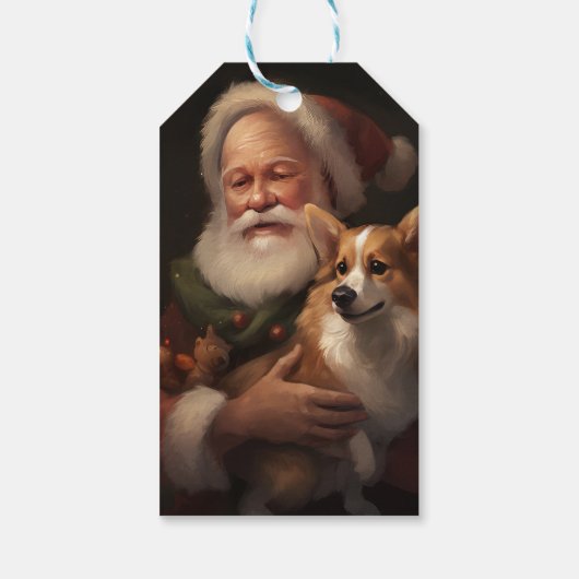 Corgi met Sinterklaas Feestelijke Kerstmis Cadeaulabel (Achterkant)