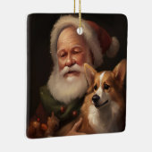 Corgi met Sinterklaas Feestelijke Kerstmis Keramisch Ornament (Rechts)