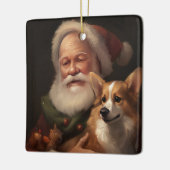 Corgi met Sinterklaas Feestelijke Kerstmis Keramisch Ornament (Links)