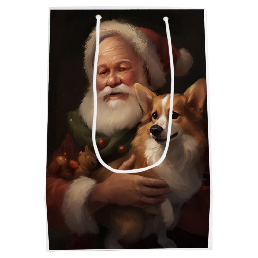 Corgi met Sinterklaas Feestelijke Kerstmis Medium Cadeauzakje (Achterkant)