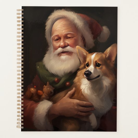 Corgi met Sinterklaas Feestelijke Kerstmis Planner (Voorkant)