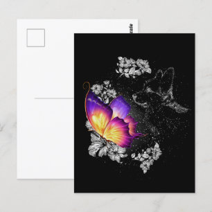 Corgi met vlinder Hond in Hemel Herdenkingsdag Briefkaart