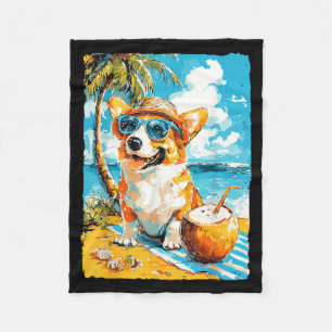 Corgi Met Zonnebril Coco Tropische Hond Zomer Fleece Deken