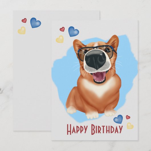 Corgi met zonnebril. Corgi liefhebbers (Voorkant / Achterkant)