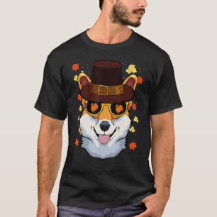 Corgi Met Zonnebril Thanksgiving Day Hond Pelgrim T-shirt