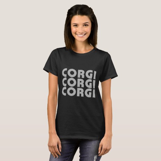 Corgi Modern White Text T-shirt (Voorkant volledig)