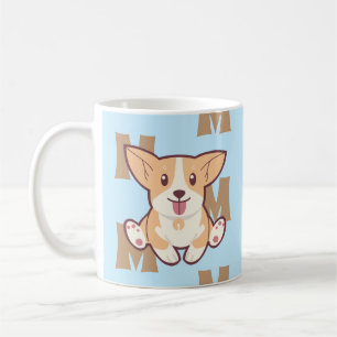 Corgi monogram patroonblauw mok