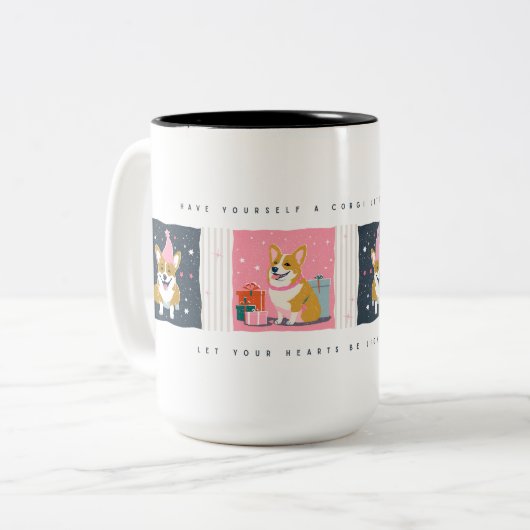 Corgi Mug de Noël rétro (Devant gauche)