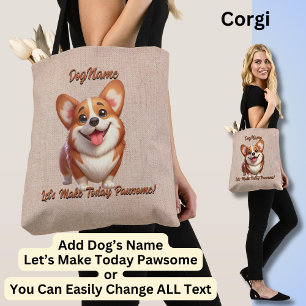 Corgi - Naam hond toevoegen, tekst wijzigen Draagtas