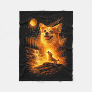 Corgi naar de maan huilend vintage 90s grappige ho fleece deken