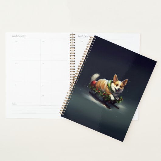 Corgi Noël neige hiver (Devant avec enveloppe)