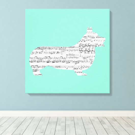 Corgi Notes Canvas Afdruk (Insitu (Houten vloer))