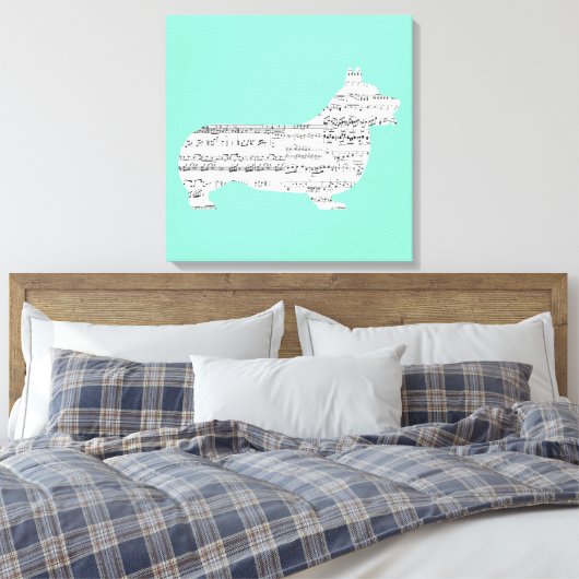 Corgi Notes Canvas Afdruk (Insitu (Slaapkamer))