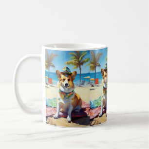Corgi on Beach, zomercadeau voor hondenliefhebbers Koffiemok