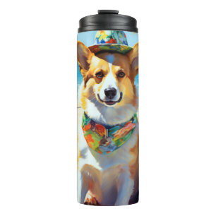 Corgi on Beach, zomercadeau voor hondenliefhebbers Thermosbeker