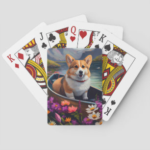 Corgi op een peddel: Een landschappelijk avontuur Pokerkaarten