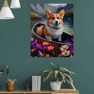 Corgi op een peddel: Een landschappelijk avontuur Poster