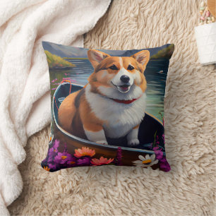 Corgi op een peddel: Een landschapsavontuur Kussen