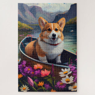 Corgi op een peddel: Een Schilderachtig avontuur Legpuzzel