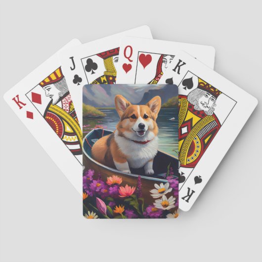 Corgi op een peddel: Een Schilderachtig avontuur Pokerkaarten (Achterkant)