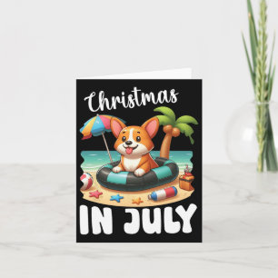 Corgi op opblaasbare boot Vrolijk kerstfeest in ju Kaart