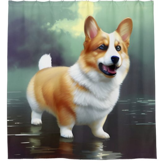 Corgi over water douchegordijn (Voorkant)