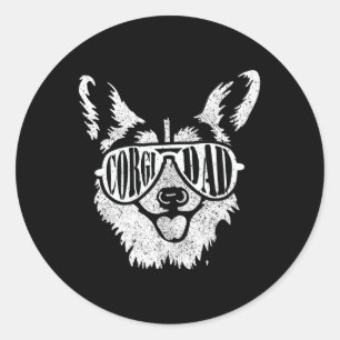 Corgi Pap Gift Hond Eigenaar Pet Welsh Corgi Fathe Ronde Sticker