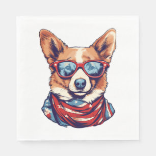 Corgi Patriotic Dog USA Amerikaanse vlag Servet
