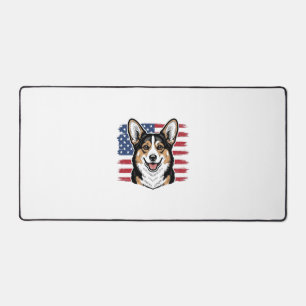 Corgi patriotique drapeau américain dessin vectori