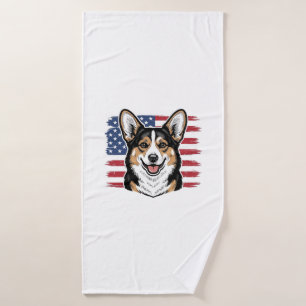 Corgi patriotique drapeau américain vecteur vintag