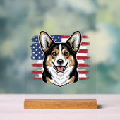Corgi Patriotique Drapeau Américain Vector Vintage (Neutre)