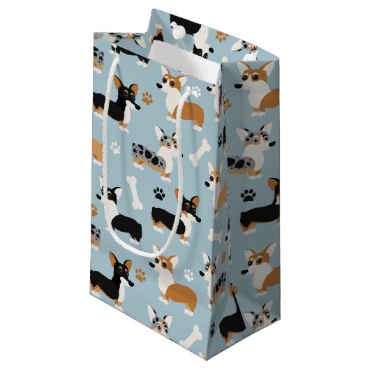 Corgi Pattern Blue Klein Cadeauzakje (Voorkant Gekanteld)