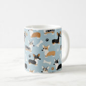 Corgi Pattern Blue Koffiemok (Voorkant rechts)