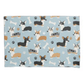 Corgi Pattern Blue Kussensloop (Voorkant)