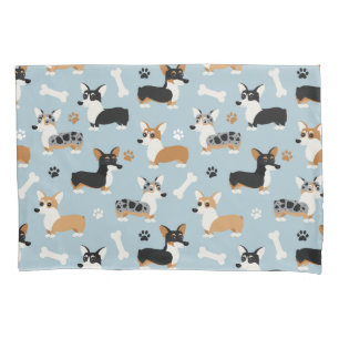 Corgi Pattern Blue Kussensloop