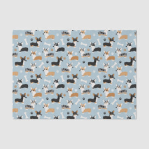 Corgi Pattern Blue Tissuepapier