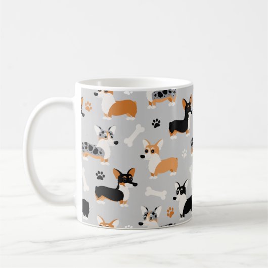 Corgi Pattern Gray Koffiemok (Links)