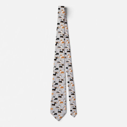 Corgi Pattern Gray Stropdas (Voorkant)